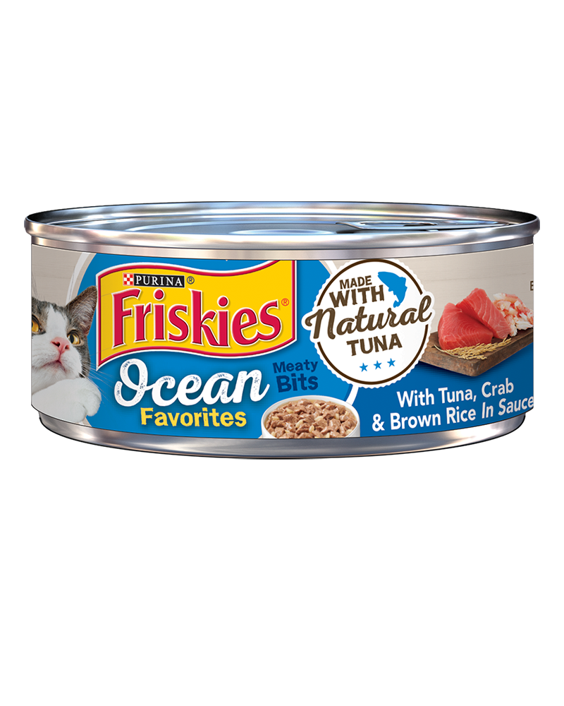 Ocean Favorites Meaty Bits With Tuna, Crab & Brown Rice In Sauce Wet Cat Food